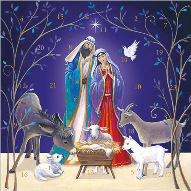 X ADC004 Nativity Animals Advent Card