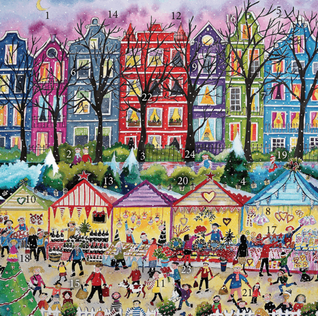 X ADC002  Christmas Market Advent Calendar Card 